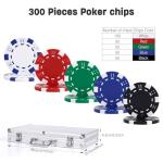 sharkplay 300 Pcs Poker Chips Set for Texas Holdem, 11.5g Clay Chips with Aluminum Carrying Case, Playing Cards & Game Buttons