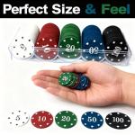 HONGSHUYEE Plastic Poker Chips Set with Storage Box for Blackjack, Texas Hold'em, Night Poker Games(100 Pcs)