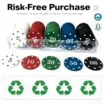 HONGSHUYEE Plastic Poker Chips Set with Storage Box for Blackjack, Texas Hold'em, Night Poker Games(100 Pcs)