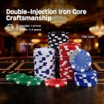 sharkplay 300 Pcs Poker Chips Set for Texas Holdem, 11.5g Clay Chips with Aluminum Carrying Case, Playing Cards & Game Buttons