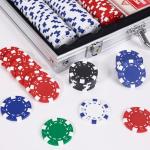 sharkplay 300 Pcs Poker Chips Set for Texas Holdem, 11.5g Clay Chips with Aluminum Carrying Case, Playing Cards & Game Buttons