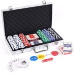 sharkplay 300 Pcs Poker Chips Set for Texas Holdem, 11.5g Clay Chips with Aluminum Carrying Case, Playing Cards & Game Buttons