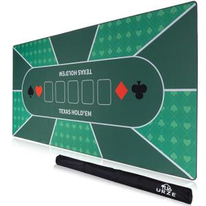 Poker Table Top - Foldable 70" x 35" Texas Hold'em Poker Mat with Non-Slip Backing and Zipper Carrying Bag - Waterproof and Portable Casino Table Topper Card Mat for Home Game Nights Up to 10 Players