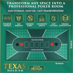 Poker Table Top - Foldable 70" x 35" Texas Hold'em Poker Mat with Non-Slip Backing and Zipper Carrying Bag - Waterproof and Portable Casino Table Topper Card Mat for Home Game Nights Up to 10 Players