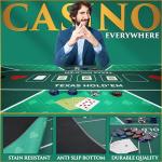 Poker Table Top - Foldable 70" x 35" Texas Hold'em Poker Mat with Non-Slip Backing and Zipper Carrying Bag - Waterproof and Portable Casino Table Topper Card Mat for Home Game Nights Up to 10 Players