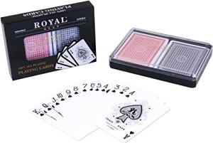 Royal Playing cards 2-Decks Poker Size Royal 100% Plastic Playing Cards Set in Plastic Case