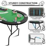 IDEALHOUSE Oval Poker Table with Collapsible Legs, 10 Player Blackjack Gaming Table, Casino Leisure Table with Water-Resistant Cushioned Rail and Stainless Steel Cup Holders,Green