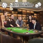 IDEALHOUSE Oval Poker Table with Collapsible Legs, 10 Player Blackjack Gaming Table, Casino Leisure Table with Water-Resistant Cushioned Rail and Stainless Steel Cup Holders,Green