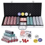 Smartxchoices 500 PCS Poker Chip Set 11.5 Gram Dice Style Clay Casino Poker Chips w/Aluminum Case Cards Dices Blind Button for Texas Holdem Blackjack Gambling
