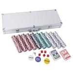 Smartxchoices 500 PCS Poker Chip Set 11.5 Gram Dice Style Clay Casino Poker Chips w/Aluminum Case Cards Dices Blind Button for Texas Holdem Blackjack Gambling