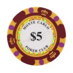 Clay Poker Chips 14 Gram Monte Carlo-Pack of 50 Chips ($5 Red)