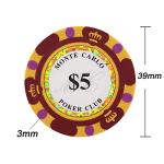 Clay Poker Chips 14 Gram Monte Carlo-Pack of 50 Chips ($5 Red)