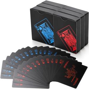 Pumtus 6 Decks of Waterproof Poker Cards, Plastic PVC Playing Cards, Standard Index Playing Cards with Gift Box, Trick Cards for Party, Game, Blackjack, Euchre, Card Game