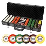 JIESITE 14 Gram Clay Poker Chips Set Texas Hold’em 500PCS Poker Chips Set Numbered Chips with High-End Chip Case and Poker Accessories for Blackjack Poker Games (C 500 PCS)