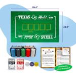 Gamie Texas Holdem Poker Game Set - Includes Hold’em Mat, 2 Card Decks, Chips, Chip Holder and Tin Storage Box - Fun Game Night Supplies - Cool Casino Gift for Kids & Adults
