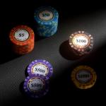 SODFAS 100 Piece Clay Poker Chips 14 Grams Heavyweight Clay Composite Casino 40mm Chips for Texas Hold’em Game Night (A $1)