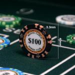 SODFAS 100 Piece Clay Poker Chips 14 Grams Heavyweight Clay Composite Casino 40mm Chips for Texas Hold’em Game Night (A $1)