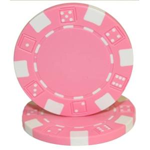 Brybelly 50 Pink Clay Composite Striped Diced 11.5 Gram Poker Chips