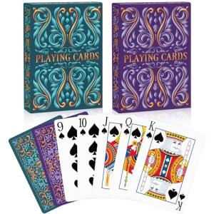 Wkchxd Playing Cards 2 Pack, Deck of Cards, Standard Playing Cards for Adult, Premium Poker Card Set, Deck of Playing Card for Blackjack,Euchre,Canasta,Family Game Night,Party Games (Blue & Purple)