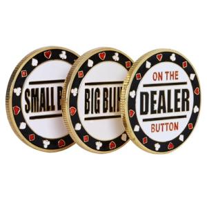 GSE Games & Sports Expert Metal Small Blind, Big Blind, Dealer Button - Set of 3 Professional Texas Hold‘em Poker Button for Gambling Card Games, Poker Nights, Tournaments
