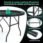 Goplus 48" Poker Table Foldable, 8 Player Round Casino Leisure Texas Holdem Game Table with Metal Legs, 8 Cup Holders, Indoor Folding Card Gaming Table for Blackjack & Club, Family Games (Green)