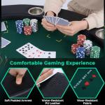 Goplus 48" Poker Table Foldable, 8 Player Round Casino Leisure Texas Holdem Game Table with Metal Legs, 8 Cup Holders, Indoor Folding Card Gaming Table for Blackjack & Club, Family Games (Green)
