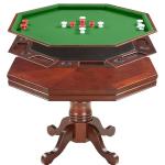 Hathaway Kingston 3 in 1 Octagon Poker Table, Dining & Bumper Pool Table for Game Rooms - Durable Hardwood, Sturdy Legs, Smooth Playfield - Includes Bumper Balls, Cues, Chalk, Brush - Walnut
