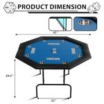 Poker Table with Collapsible Legs, Water-Resistant Cushioned Rail Casino Gaming Table