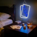 Gamerneon Playing Cards Neon Signs for Wall Decor Poker Teens Led Neon Light Blue White Usb Light Sign for Bedroom Casino Bar Hotel Play Room Birthday Party Decor