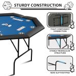 Poker Table with Collapsible Legs, Water-Resistant Cushioned Rail Casino Gaming Table