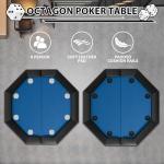 Poker Table with Collapsible Legs, Water-Resistant Cushioned Rail Casino Gaming Table