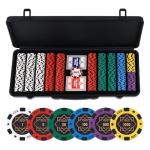sharkplay 14g Clay Poker Chips Set for Texas Hold'em, 500 PCS Casino Numbered Chips with High-end Carrying Case & Dealer Button