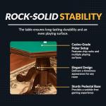 Hathaway Kingston 3 in 1 Octagon Poker Table, Dining & Bumper Pool Table for Game Rooms - Durable Hardwood, Sturdy Legs, Smooth Playfield - Includes Bumper Balls, Cues, Chalk, Brush - Walnut