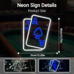 Gamerneon Playing Cards Neon Signs for Wall Decor Poker Teens Led Neon Light Blue White Usb Light Sign for Bedroom Casino Bar Hotel Play Room Birthday Party Decor