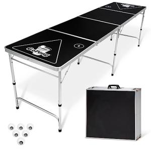 GoPong 8 Foot Portable Beer Pong / Tailgate Tables (Black, Football, American Flag, or Custom Dry Erase)