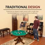 Hathaway Kingston 3 in 1 Octagon Poker Table, Dining & Bumper Pool Table for Game Rooms - Durable Hardwood, Sturdy Legs, Smooth Playfield - Includes Bumper Balls, Cues, Chalk, Brush - Walnut