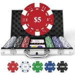 HEITOK 300-Piece Numbered Poker Chip Set – 11.5g Heavyweight Casino Style Chips with Denominations – Complete Texas Hold’em Kit with Aluminum Case, Decks & Dice for Beginners & Family Game Night