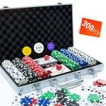 HEITOK 300-Piece Numbered Poker Chip Set – 11.5g Heavyweight Casino Style Chips with Denominations – Complete Texas Hold’em Kit with Aluminum Case, Decks & Dice for Beginners & Family Game Night
