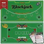 Gamie Double Sided Felt Casino Mat, 36” x 72” for Blackjack & Texas Hold’em Poker, 2-in-1 Texas Holdem Poker Mat & Blackjack Mat, Professional Grade Poker Tabletop Mat with Instructions Booklet