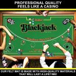 Gamie Double Sided Felt Casino Mat, 36” x 72” for Blackjack & Texas Hold’em Poker, 2-in-1 Texas Holdem Poker Mat & Blackjack Mat, Professional Grade Poker Tabletop Mat with Instructions Booklet