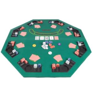 Folding Poker Table Top – 48-Inch Solid Wood Topper – Space for 8 Players – Blackjack Table with Built-In Cupholders and Chip Trays by Trademark Poker