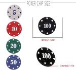 IXIGER Poker Chips,Denomination Poker Chips Set with Black Velvet Pouch Bag,Plastic Game Chips,Game Night Party Supplies(100pcs)