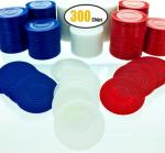 GiftExpress Lot of 300, Plastic Poker Chips for Kids Game Play, Learning Math Counting, Bingo Game, Red, White & Blue 100 pcs ea