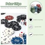 IXIGER Poker Chips,Denomination Poker Chips Set with Black Velvet Pouch Bag,Plastic Game Chips,Game Night Party Supplies(100pcs)