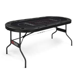 PEXMOR 8 Player Foldable Poker Table, Folding Texas Holdem Blackjack Casino Game Table w/Deeper Stainless Steel Cup Holders| Casino-Grade Felt| Water-Resistant Cushioned Rail, Fully Assembled