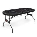 PEXMOR 8 Player Foldable Poker Table, Folding Texas Holdem Blackjack Casino Game Table w/Deeper Stainless Steel Cup Holders| Casino-Grade Felt| Water-Resistant Cushioned Rail, Fully Assembled