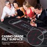 PEXMOR 8 Player Foldable Poker Table, Folding Texas Holdem Blackjack Casino Game Table w/Deeper Stainless Steel Cup Holders| Casino-Grade Felt| Water-Resistant Cushioned Rail, Fully Assembled