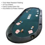 Foldable Poker Table Top - Water-Resistant Folding Mat with Cupholders and Padded Edges - Seats up to 10 People by Trademark Poker (Green)