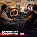 PEXMOR 8 Player Foldable Poker Table, Folding Texas Holdem Blackjack Casino Game Table w/Deeper Stainless Steel Cup Holders| Casino-Grade Felt| Water-Resistant Cushioned Rail, Fully Assembled