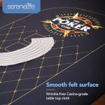 SereneLife 10-Player Oval Foldable Poker Table - Casino Texas Holdem Table with Water-Resistant Cushioned Rail, 10 Cup Holders, Brown Felt Surface, Black Jack Board & Family Games (Brown)